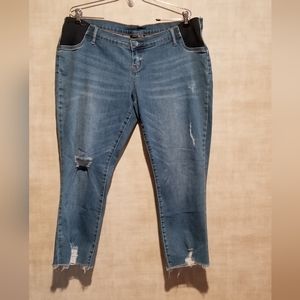INDIGO BLUE MATERNITY DISTRESSED DENIM JEANS